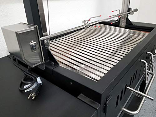 MCP Island Grills Outdoor Charcoal BBQ Santa Maria Rotisserie Grill Stainless Steel