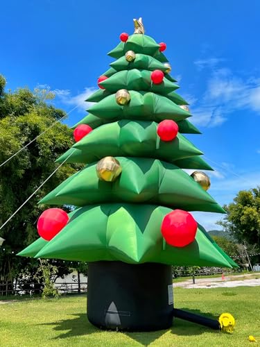 OZIS 13Ft Tall Lighted Inflatable Green Tree with Multicolor Boxes and Star Green