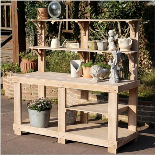 Bakufu Outdoor Garden Potting Bench Open Shelf 4 Layer Multifunction Storage Brown