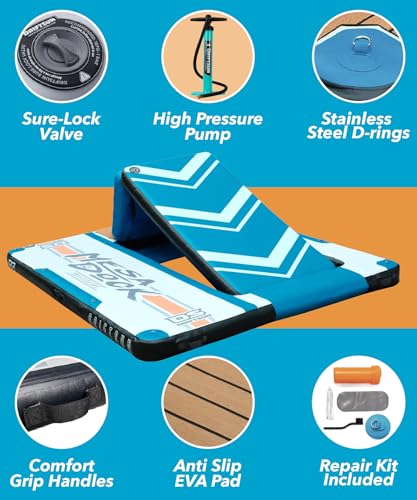 Driftsun Inflatable Floating Dock Platform with Slide 10x8ft