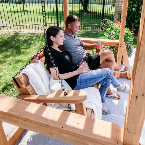 Backyard Discovery Callahan Cedar Wood Outdoor Pergola Swing Bench Light Brown