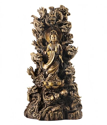 FENGSHUI-CAISHEN Pure Copper Guan Yin Statue Large Brass