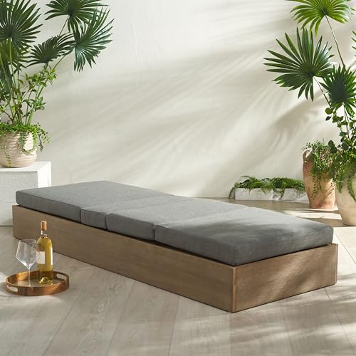 Safavieh Couture Outdoor Vincent Chaise Lounge Chair Natural/Dark Grey