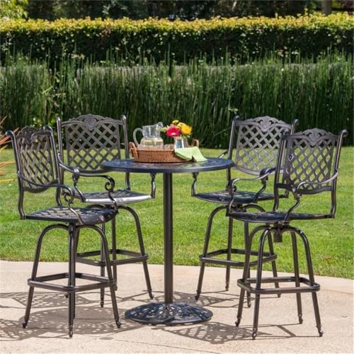 Afuera Living Outdoor 5 Piece Cast Aluminum Bar Set Copper