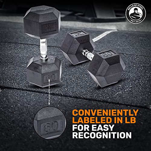 Bells of Steel Rubber Hex Dumbbells Set Black