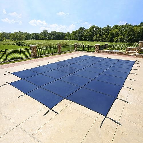 Blue Wave Rectangular In Ground Pool Safety Cover with Center Step Blue