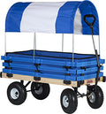 Millside Classic Wood Wagon with Blue and White Canopy