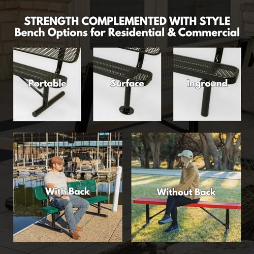 COATEDOUTDOORFURNITURE Heavy-Duty Portable Outdoor Bench Commercial-Grade Textured Green