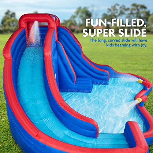 SUNNY & FUN Double Dip Inflatable Water Slide Park Red/Blue