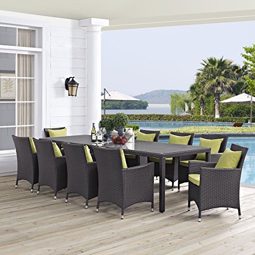 Modway Convene 11-pc Outdoor Patio Dining Set Espresso Peridot