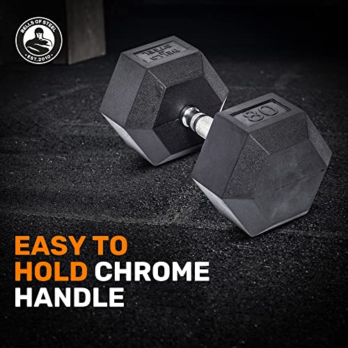 Bells of Steel Rubber Hex Dumbbells Set Black