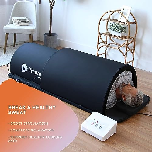 LifePro Far Infrared Sauna Dome with Red Light Therapy Stones Black