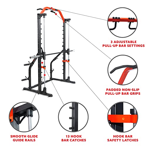 Sunny Health & Fitness Premium Squat Smith Machine Black