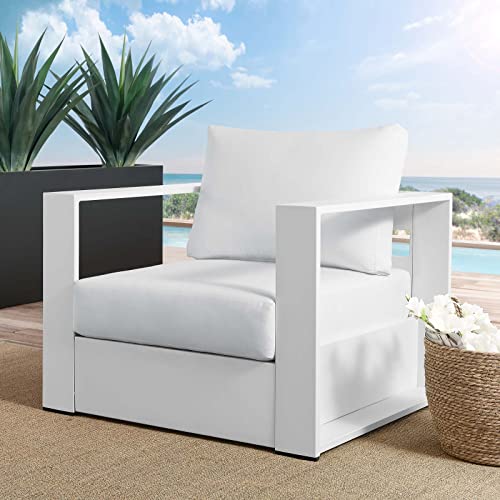 Modway Tahoe Aluminum Outdoor Patio Armchair White