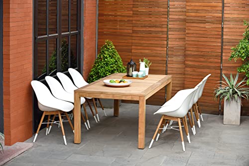 Brampton Patio Teak 9-pc Dining Set White