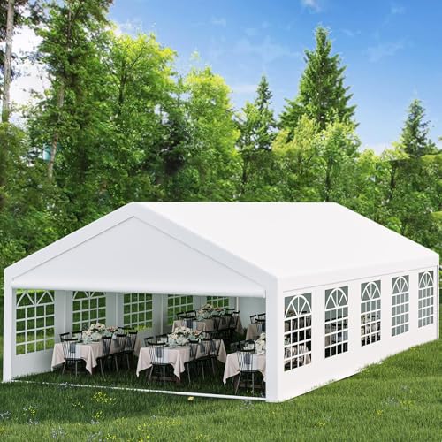 GarveeLife 20'x40' Heavy Duty Outdoor Party Tent with Removable Sidewalls and Waterproof Canopy White