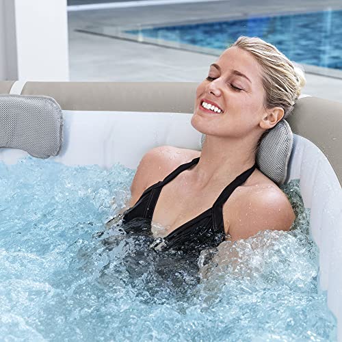 Bestway SaluSpa AirJet Inflatable Hot Tub Square Portable Outdoor Spa Brown Wicker