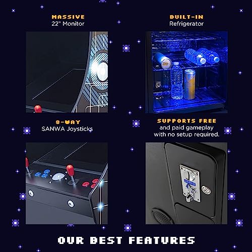 Creative Outdoor Distributor Stand-Up Arcade Machine 2-Player 60 Games with Fridge & Stools