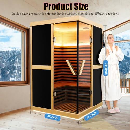 Daleyzay Double V-Shaped Far-Infrared Sauna Room Natural