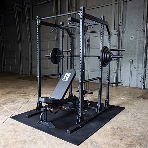 Rugged Strength & Fitness Power Rack with Extended Half Rack Package Black