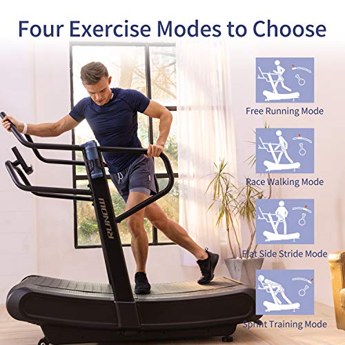 RUNOW Curved Treadmill Non-Electric Commercial Home Running Machine Black