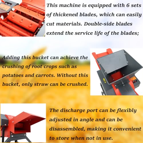 Banfluxion 220V 6-Blade Hay Cutter Pulverizer Red