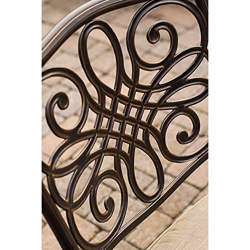 Hanover Traditions 9-Piece Patio Dining Set with Swivel Rocker Chairs and Tan Cushions