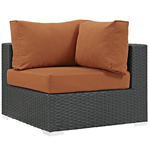 Modway Sojourn Wicker Rattan 10 Piece Outdoor Patio Sectional Set Canvas Tuscan