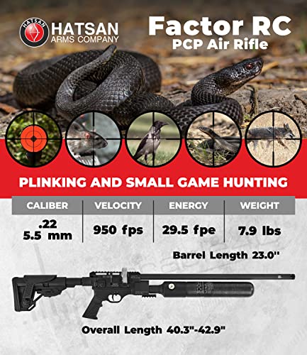 Wearable4U Hatsan Factor RC PCP .22 Caliber Air Rifle Bundle with Scope and 250 Pellets