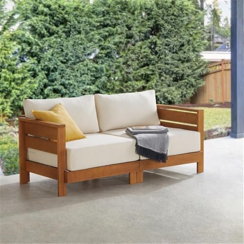 Alaterre Furniture Outdoor Loveseat Brown - Weather-Resistant 2-Person Couch with Stain-Resistant Cushions