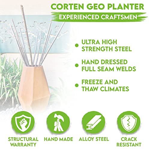 MK Designs Corten Steel Geo Outdoor Planters Black 33" W x 33" D x 51" H