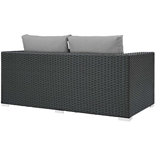 Modway Sojourn Wicker Rattan Outdoor Loveseat Canvas Gray