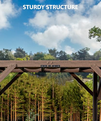 VerisShade 12 Ft x 14 Ft Cedar Pergola with Canopy Reddish-Brown