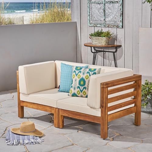 Christopher Knight Home Oana Love Seats Teak + Beige