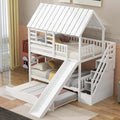Polibi Twin-Over-Twin Bunk Bed with Storage, Trundle & Slide White