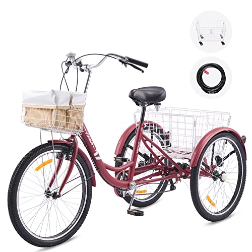 Viribus Adult Tricycle 7 Speed 24" Red