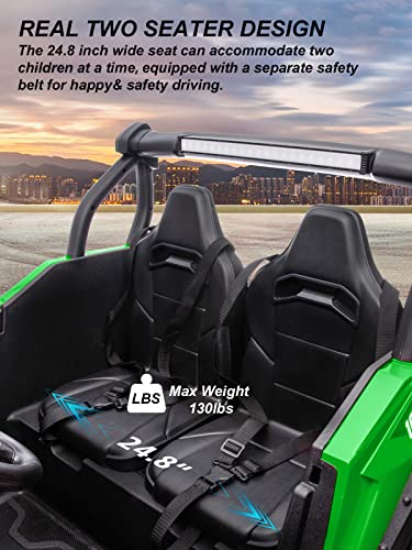 OTTARO 24V XXXL 2-Seater Ride-On Car 4WD UTV Truck with Remote Control Green