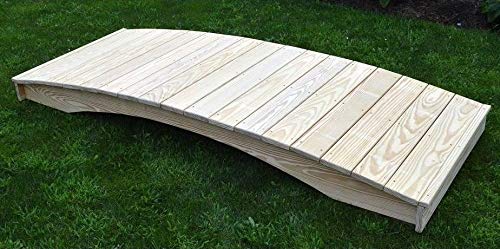 Backyard Crafts Amish-Made Weight-Bearing Pine 3' x 6' Plank Garden Bridge Redwood Stain