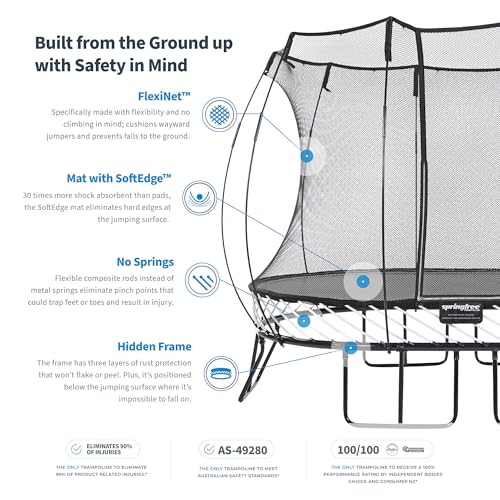 Springfree Medium Oval Trampoline 8x11 Ft + FlexrHoop Bundle Black