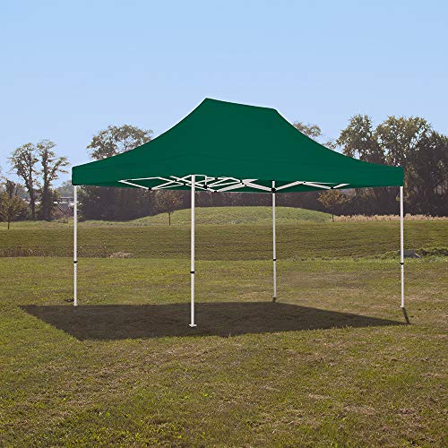Vispronet 10x15 Instant Canopy Tent with 4 Side Walls - Commercial Grade Aluminum Frame, Water-Resistant Canopy, Bag & Stake Kit Included Green