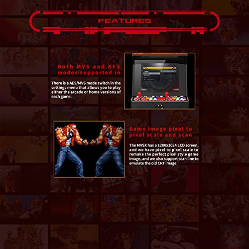 UNICO NEOGEO MVSX Arcade with 50 SNK Retro Games, 17" Screen Red