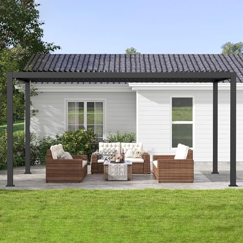 RoyalCraft 12'x16' Adjustable Louvered Pergola Heavy-Duty Aluminum Black