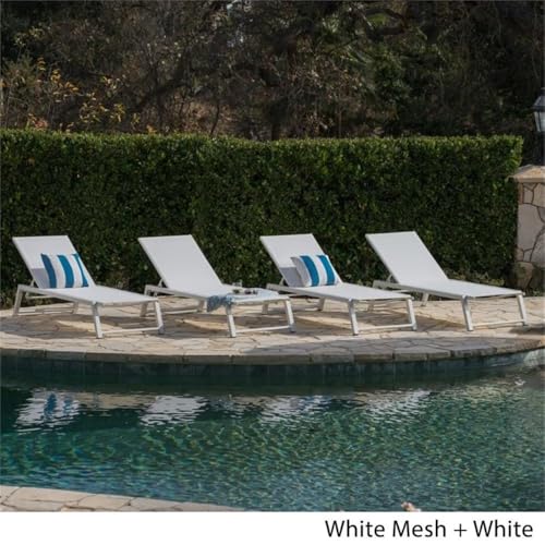 Noble House Myers Outdoor Aluminum Chaise Lounge Set of 4 White