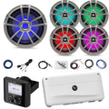 Enrock Marine Bluetooth Digital Media Receiver with 4X 6.5" Waterproof RGB LED Speakers, 10" RGB LED Subwoofer & 5 Channel Amp