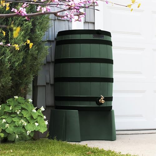 Good Ideas Rain Wizard 50 Gallon Water Storage Barrel 3 Pack Green, Khaki, Oak, Terra Cotta