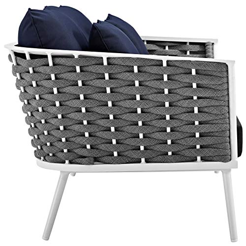 Modway Stance Outdoor Patio Modern Woven Rope Loveseat White Navy