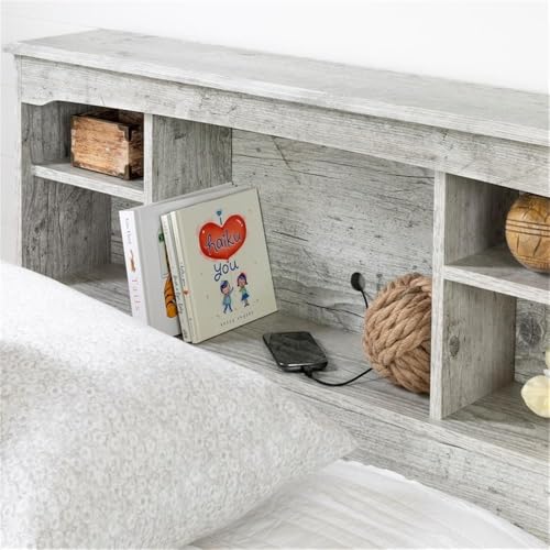 Home Square 2-Piece Bed and Nightstand Set Seaside Pine White