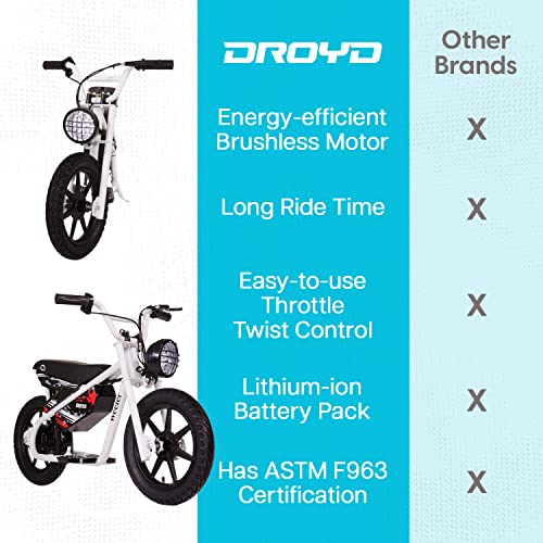 Droyd Electric Mini Balance Bike Kids 6+ 200W 14in Tire White