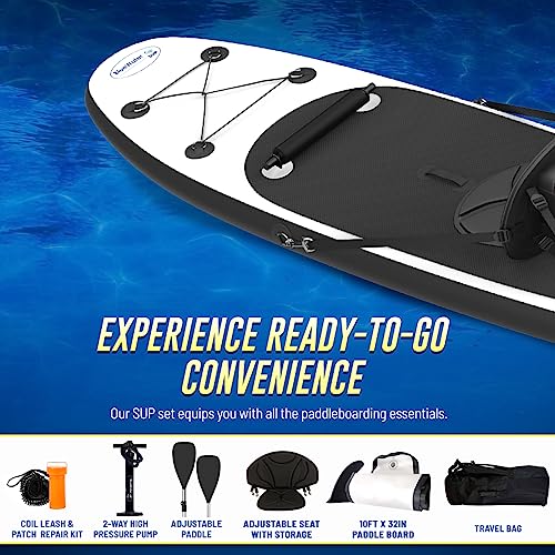 Blue Water Toys Inflatable Crossover Stand Up Paddle Board/Kayak Kit White and Black