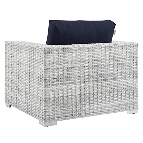 America Luxury - Outdoor Lounge Sectional Sofa Chair Set, Rattan Wicker, Modern, Blue
